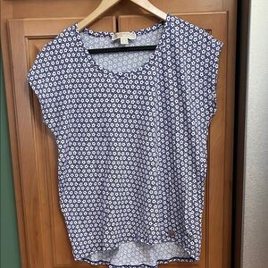 MICHAEL Michael Kors Blue and White Geometric Blouse
